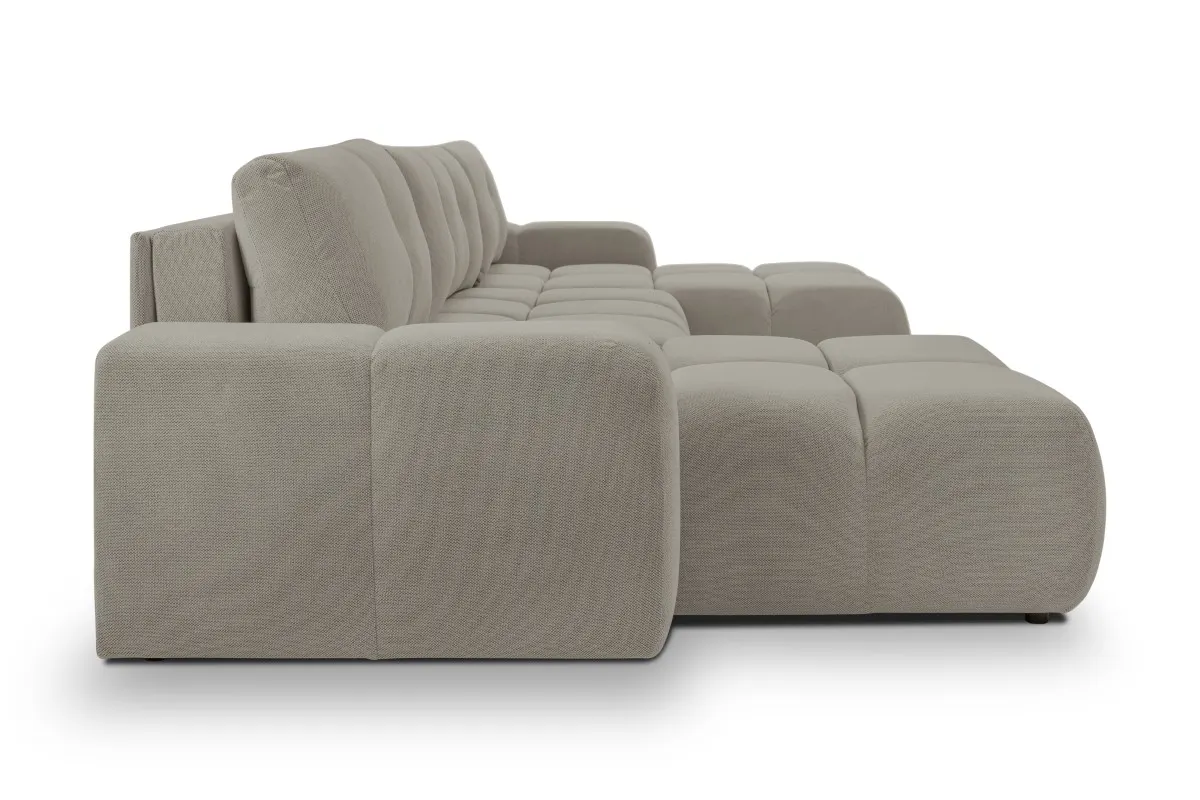 Narożnik rozkładany z pojemnikiem SOHO U CURIO 395 cm pikowany szary - SOHO_NAR_CURIO83_U