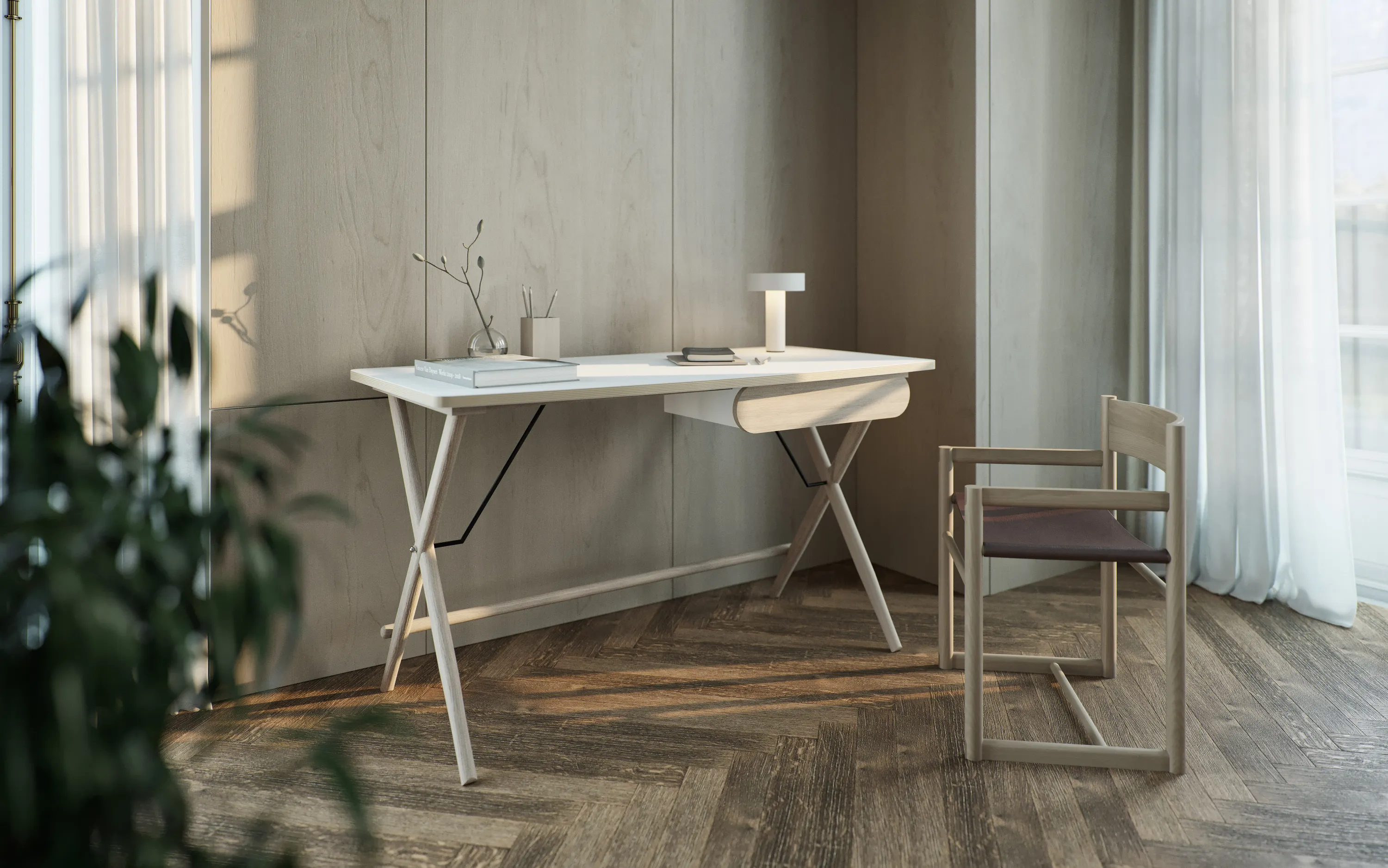 Biurko z szufladą MATCH MW-01 biały/dąb jasny - MW1BID