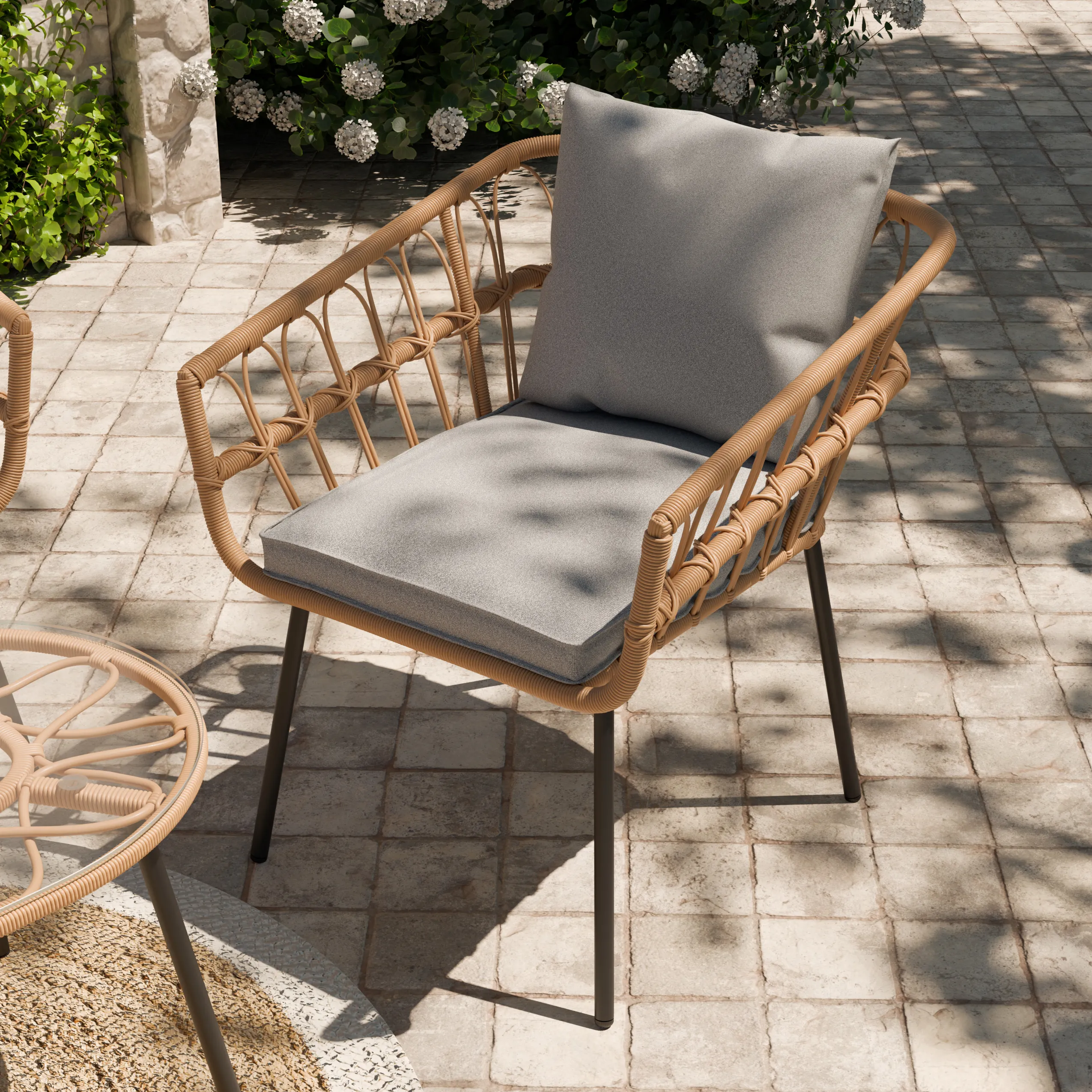 Zestaw ogrodowy wypoczynkowy PLAIT 4-set technorattan szary Zenjoy - PLAIT_SZARY