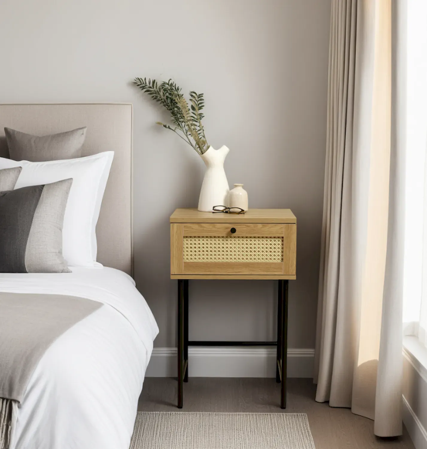 Szafka nocna PENSACOLA z szufladą - efekt dębu, naturalny - UN_44672023