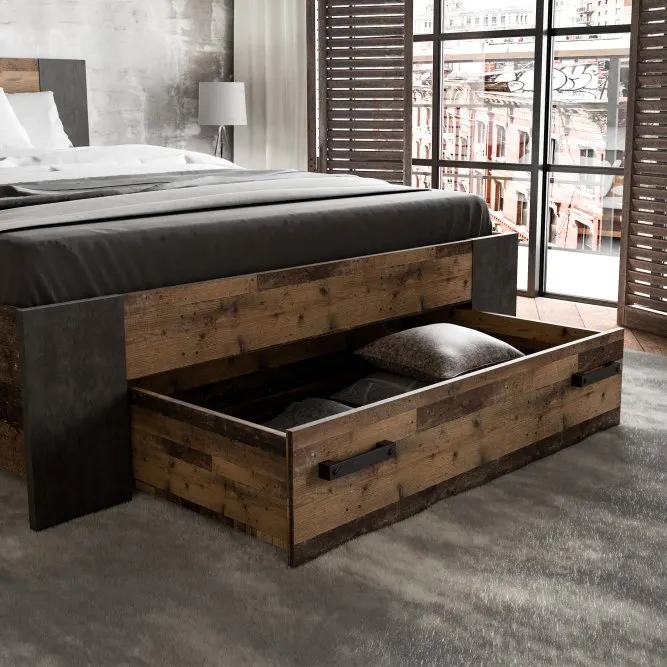 Szuflada na rolkach do łóżka CLIF 104x67 cm old wood vintage - CLFL02-H51