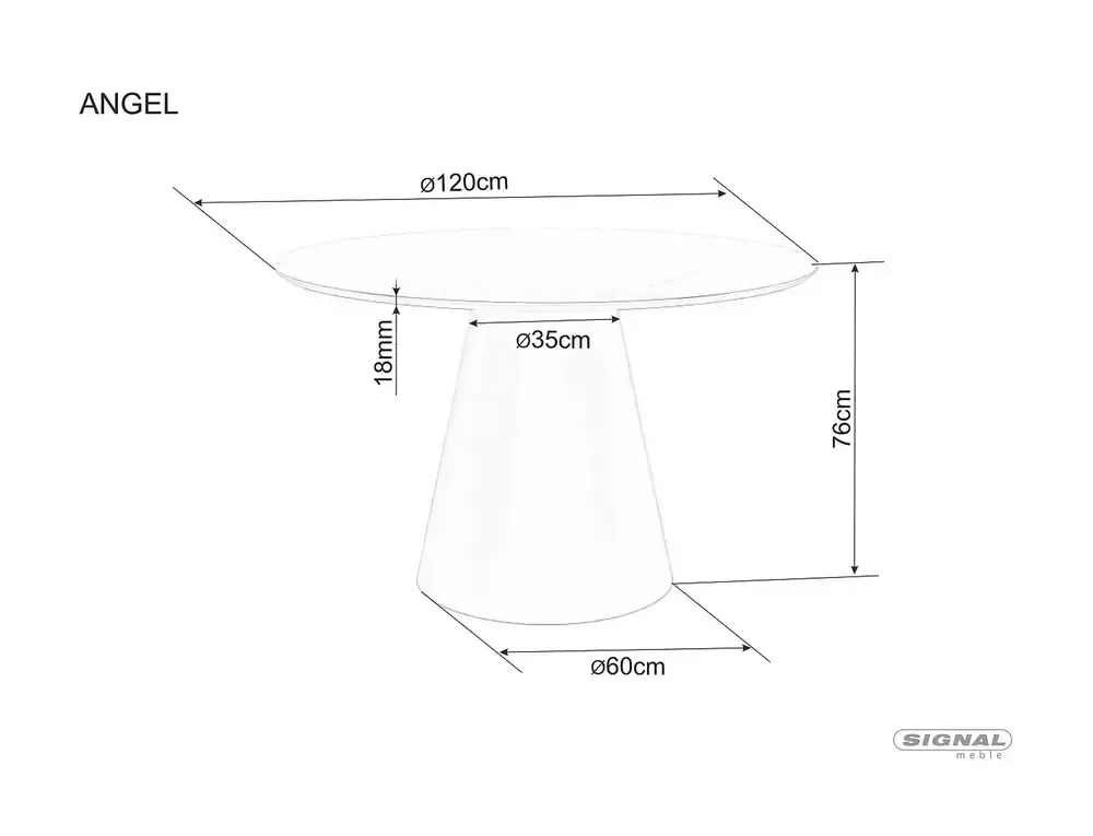 Stół okrągły ANGEL 120 cm efekt dębu Signal — zdjęcie 4