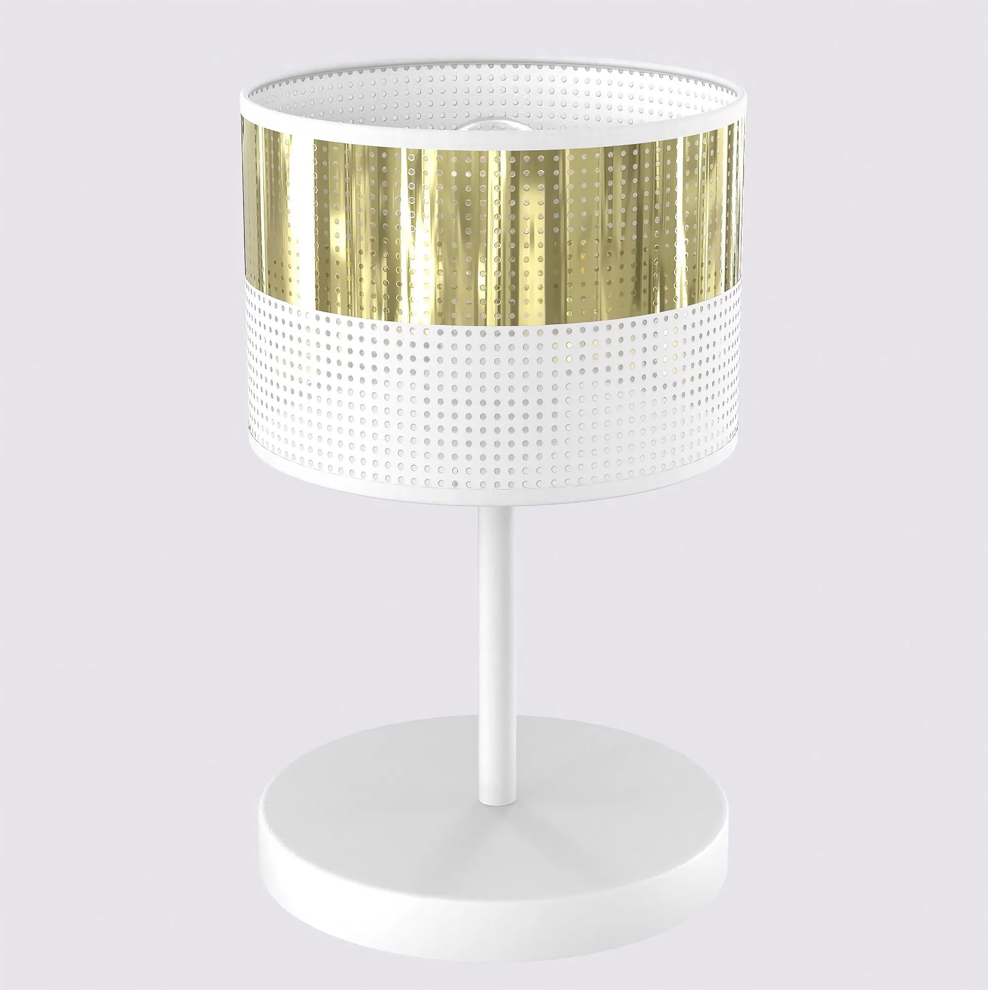 Lampa stołowa LUX LN1 WH GOLD z abażurem biała złota