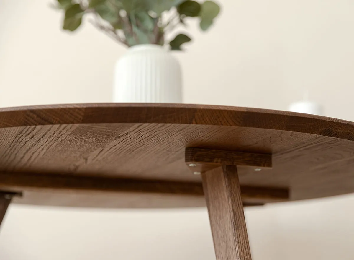 Stolik kawowy dębowy ORBETELLO okragły 90 cm tabacco - 3SORB57T