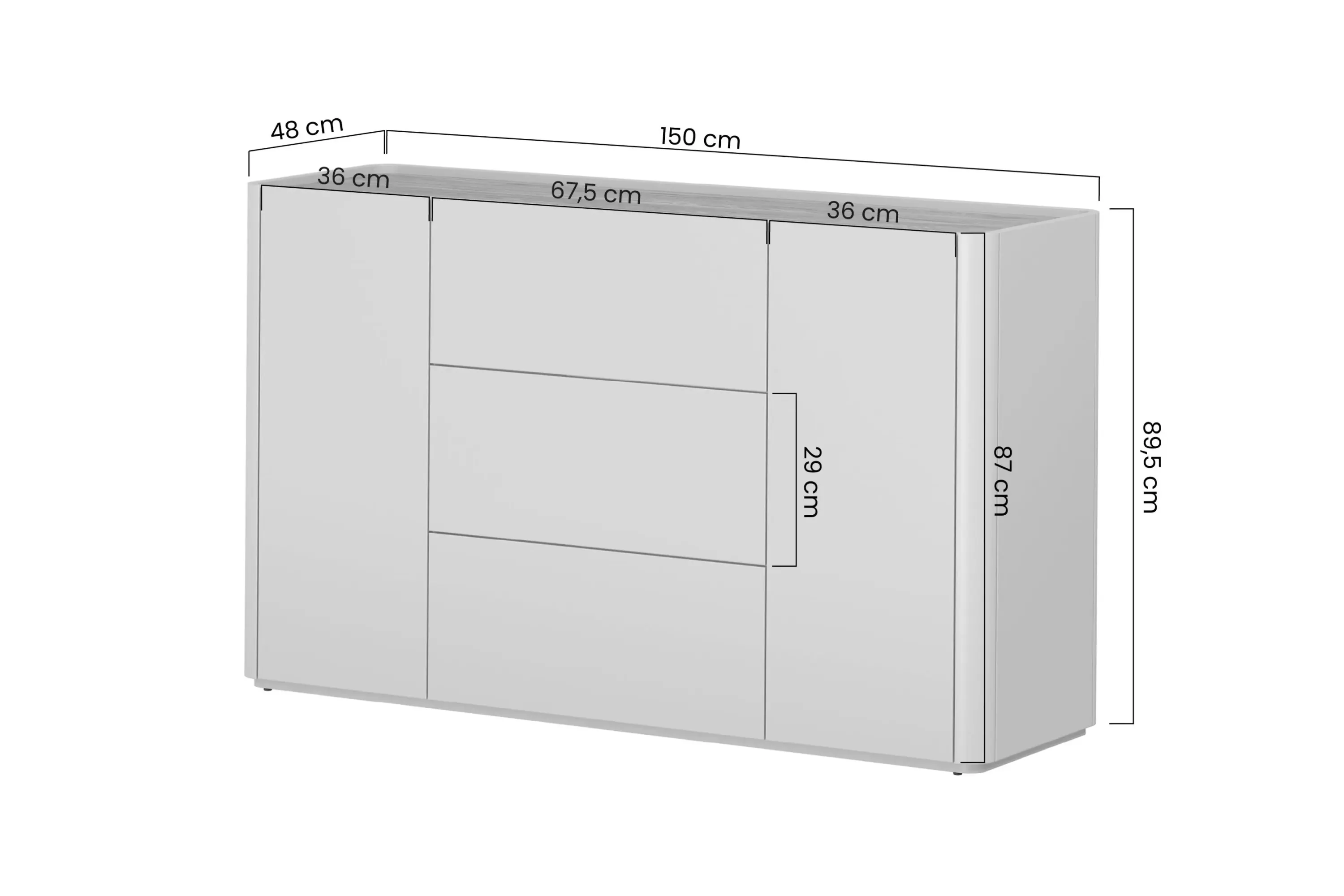 Komoda 2-drzwiowa z 3 szufladami ELIVO 150cm cashmere dąb olejowany - B_169179