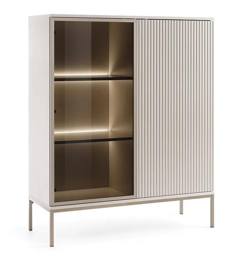 Witryna niska z oświetleniem SENTO 2 pkt. LED cashmere Meble, kredens, Szafa, Szafka, Gabinet