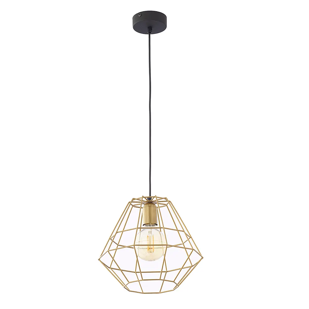 Lampa wisząca DIAMOND czarna ze złotym metalowym ażurowym kloszem 120x30cm