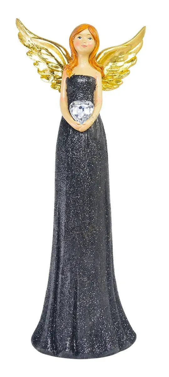 Ceramiczny ANIOŁ CERAMICZNY Z SERCEM średni czarny Ceramiczny ANIOŁ CERAMICZNY Z SERCEM średni czarny