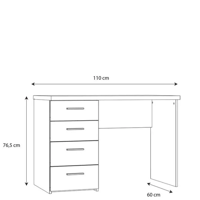Biurko NET106 z 4 szufladami 110 cm - dąb artisan — zdjęcie 7