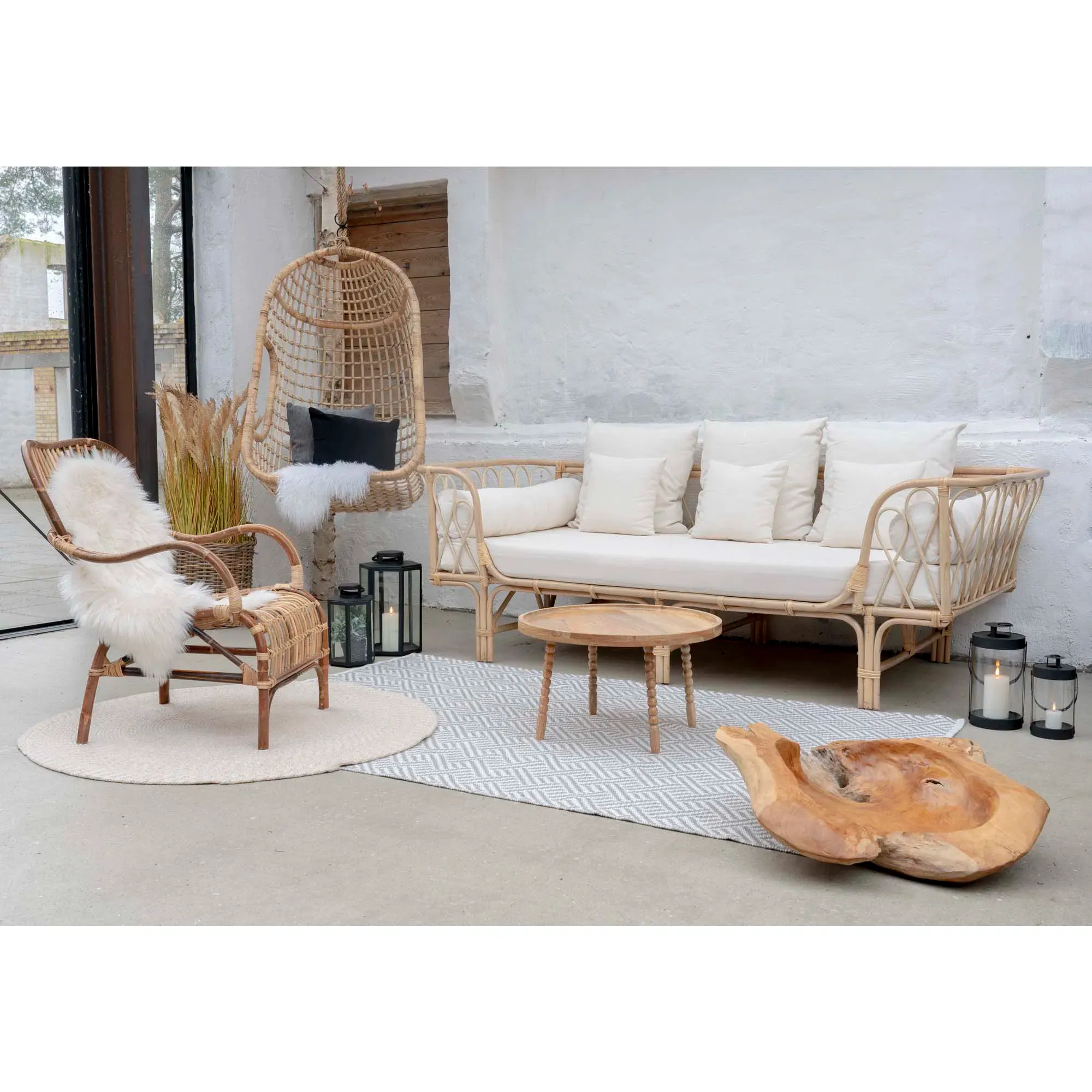 Stolik kawowy okrągły JAMMU fi60x35 cm drewno mango, kolor: naturalny - 2101070