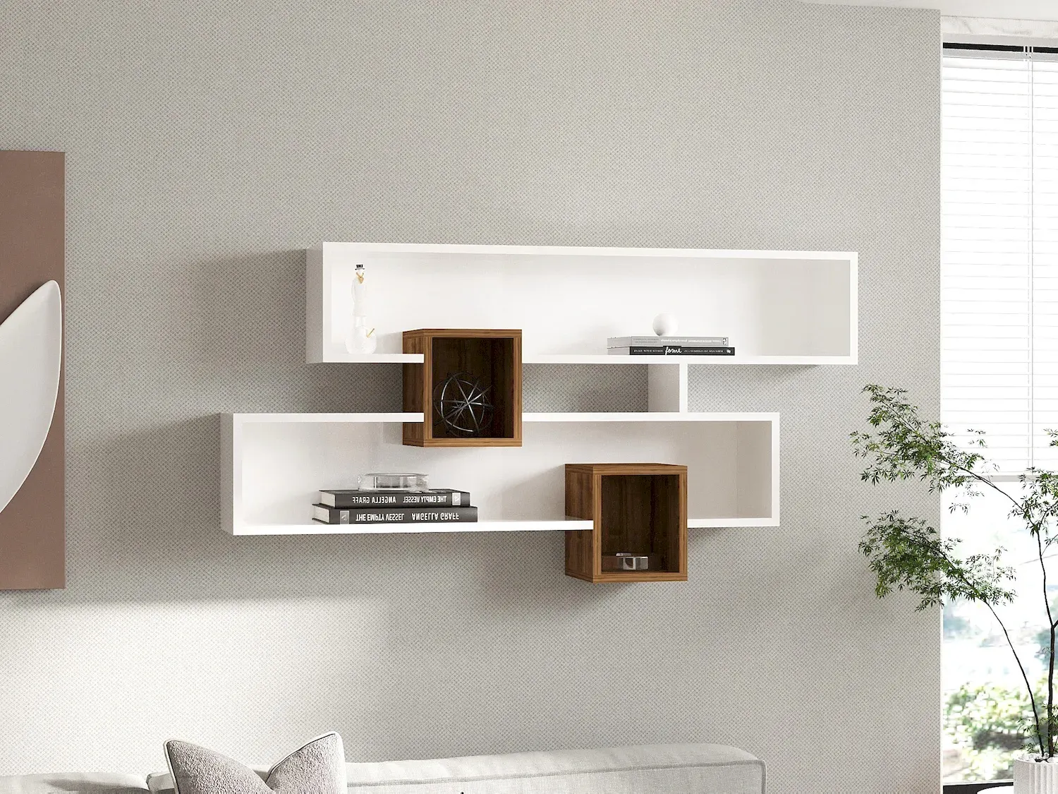Półka ścienna KAREN 120 cm orzech biały — zdjęcie 3