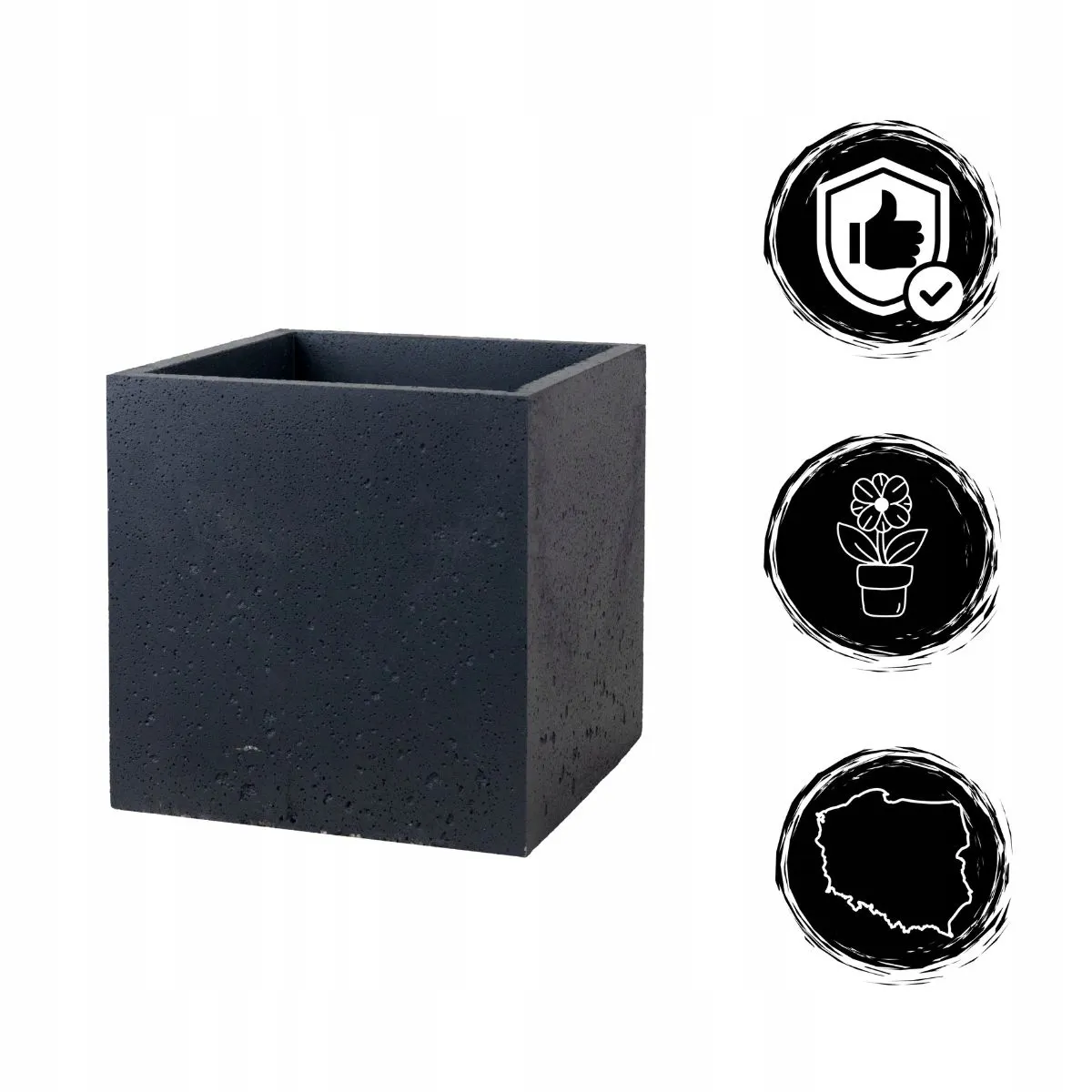 DONICZKA zewnętrzna betonowa SEVRAN 40x40x40 cm antracyt - LD_TZ000549
