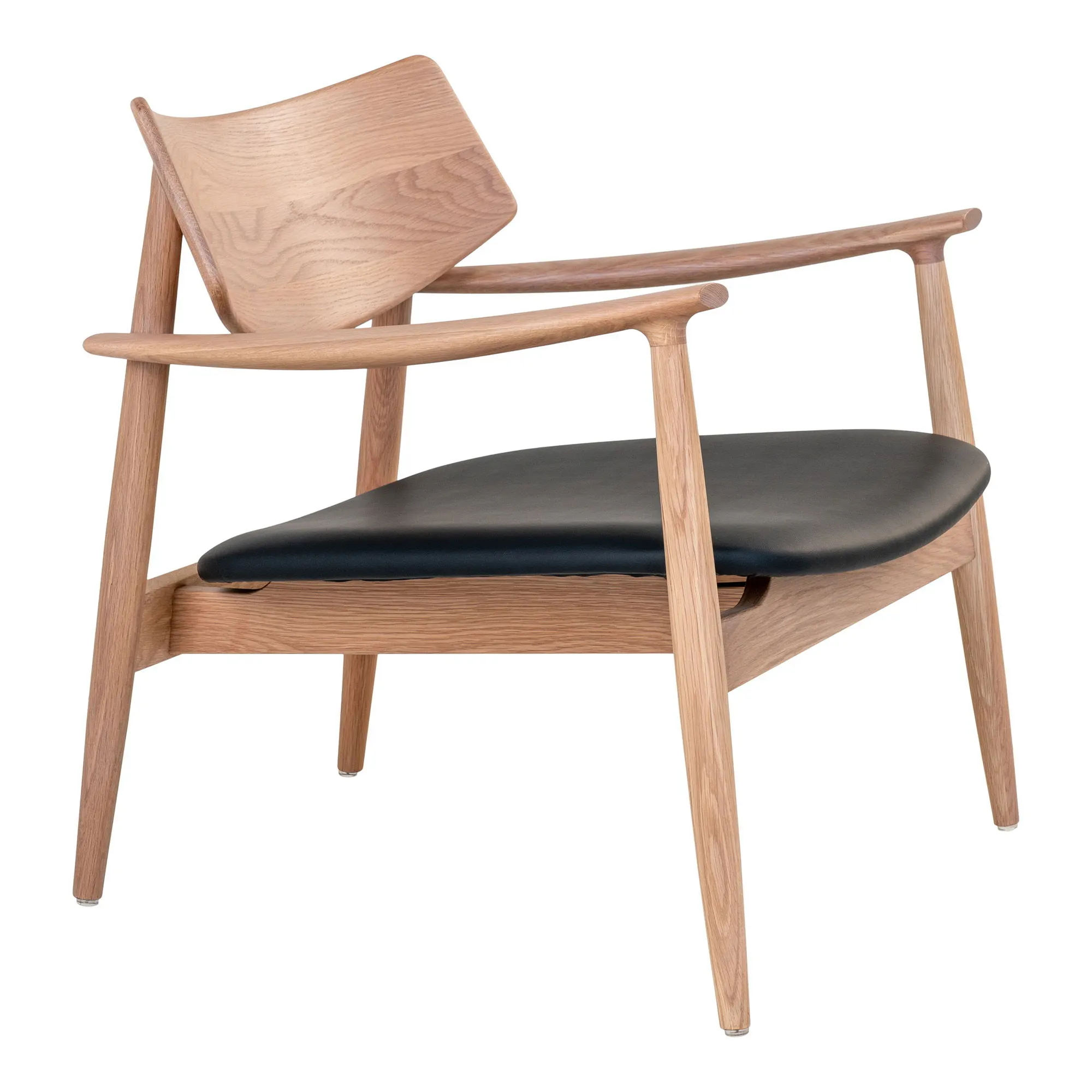 Fotel z drewnianymi podłokietnikami OLVERA - naturalny, ekoskóra: czarny - 1101197