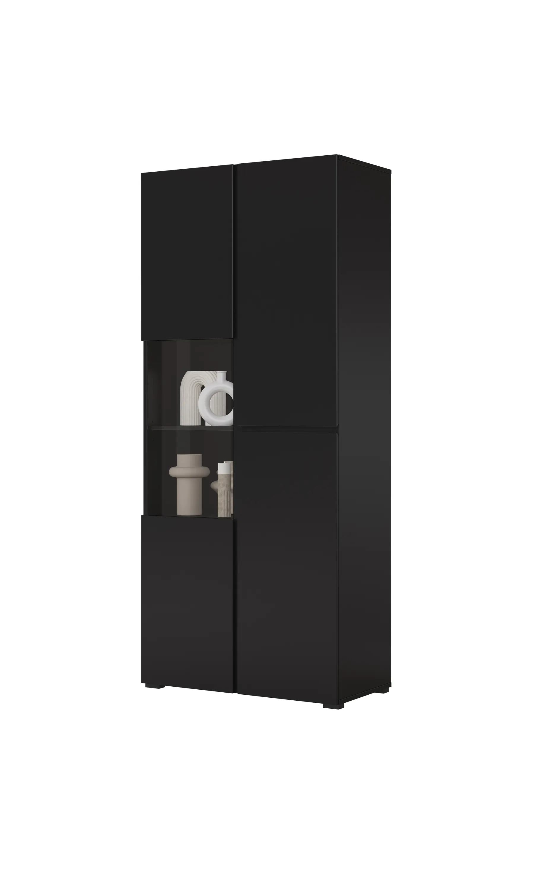 image szafka, szafka z przeszklonymi drzwiami, czarna kompozycja, meble do przechowywania, modułowy regał