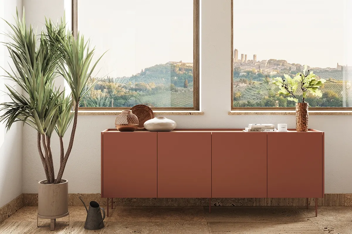 Komoda DESIN 220 4D - czerwony ceglany - dąb nagano - B_148992