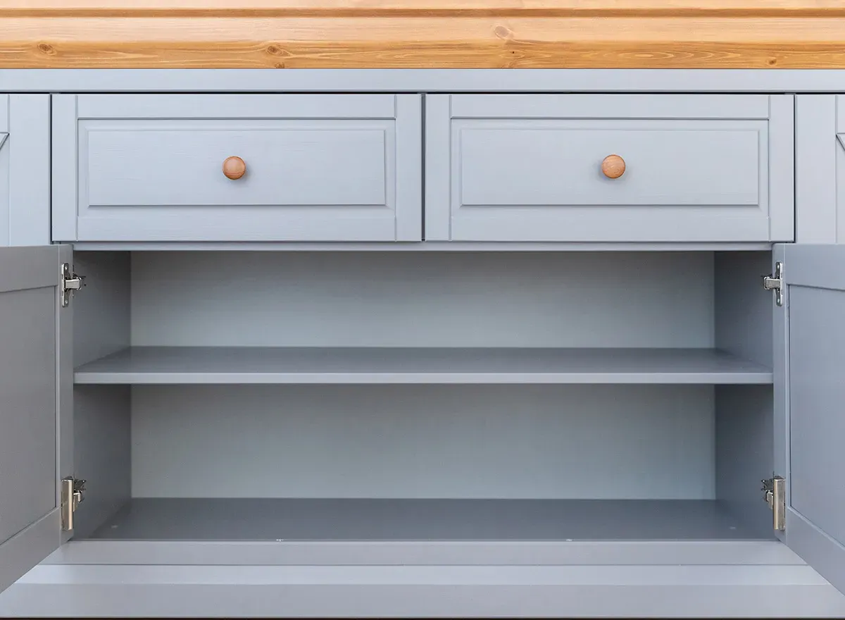 Komoda drewaniana 4-drzwiowa z 2 szufladami MARONE ELITE popielaty - PLMEL05/S