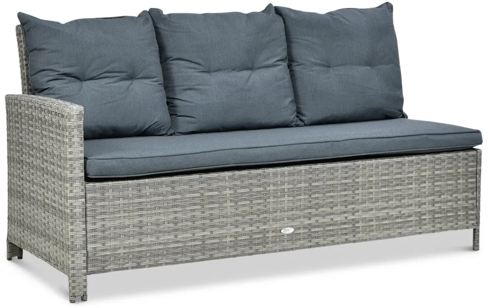 Narożnik ogrodowy modułowy IBIZA ze stołem i pufami technorattan szary - FG003361