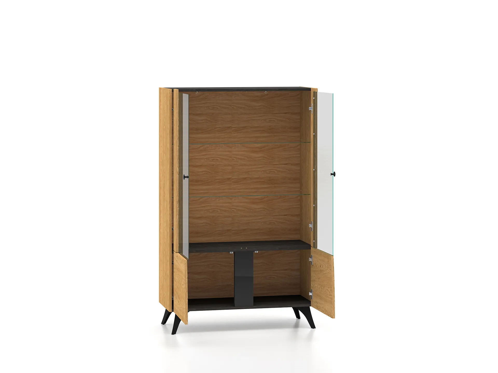 Witryna niska 2-drzwiowa TOSCANIA 03 dąb baltic dune jesion prestige czarny - 1TOSC03-001