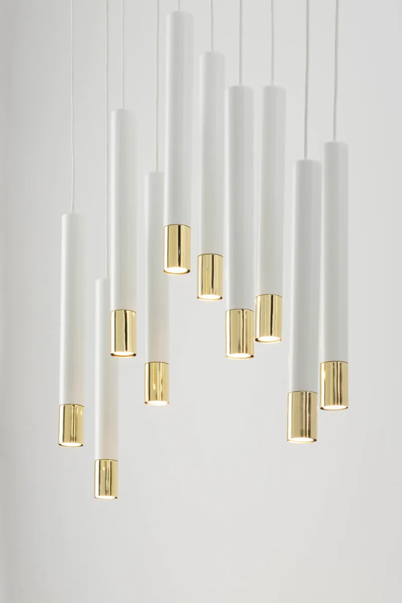 Lampa wisząca SOPEL GRAND 10 biało-złota - SI_33392