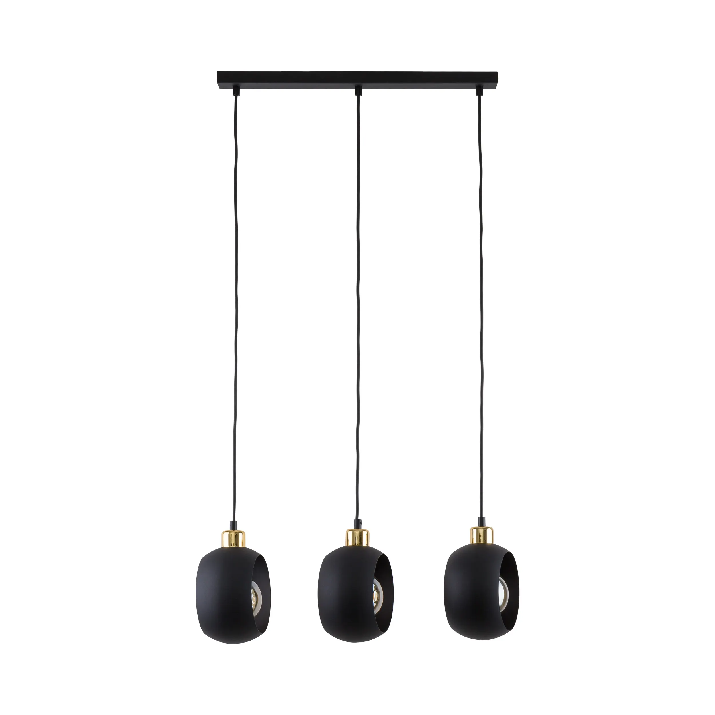 Lampa wisząca CYKLOP czarna ze złotymi elementami na metalowej listwie 127x61x17cm - TK_2753