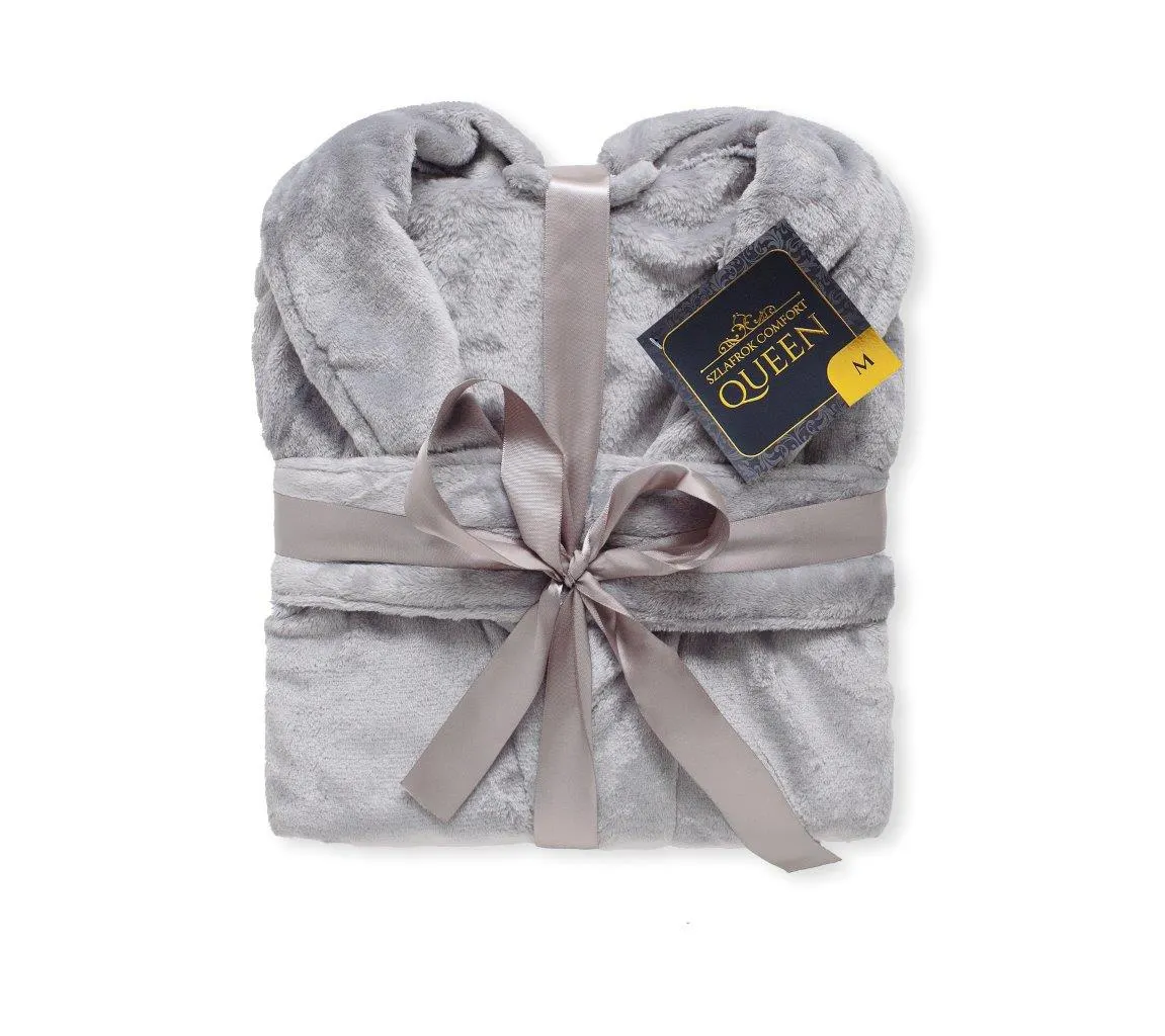Szlafrok COMFORT QUEEN XL flanelowy 230gsm szary Moda, Odzież, Szata, Płaszcz