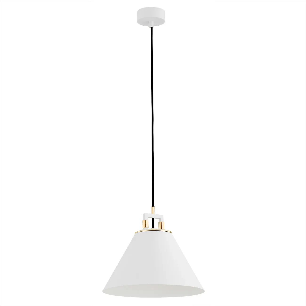 Lampa wisząca ORTE biały mosiądz z czarnym przewodem 105x28cm - 4914