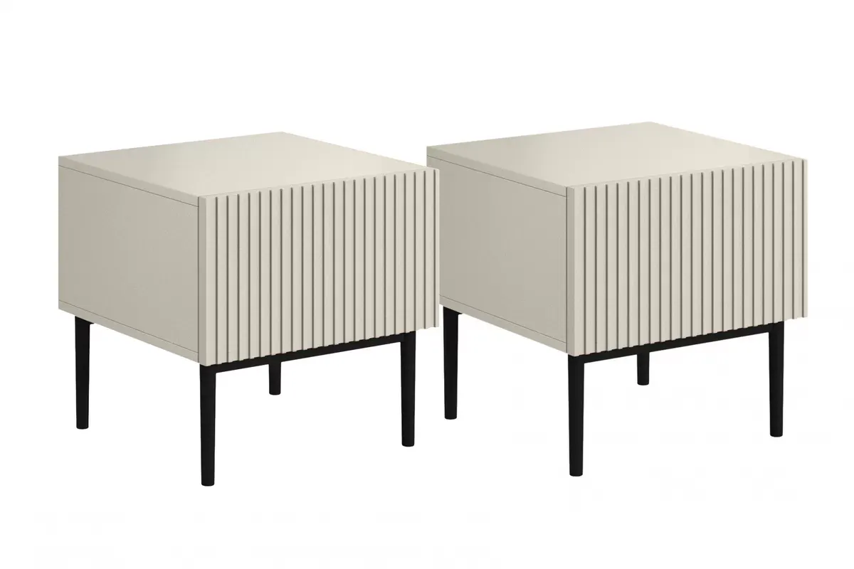 Szafka nocna z szufladą ( zestaw 2 szt. ) NICOLE 46 1SZ - kremowa, czarny stelaż