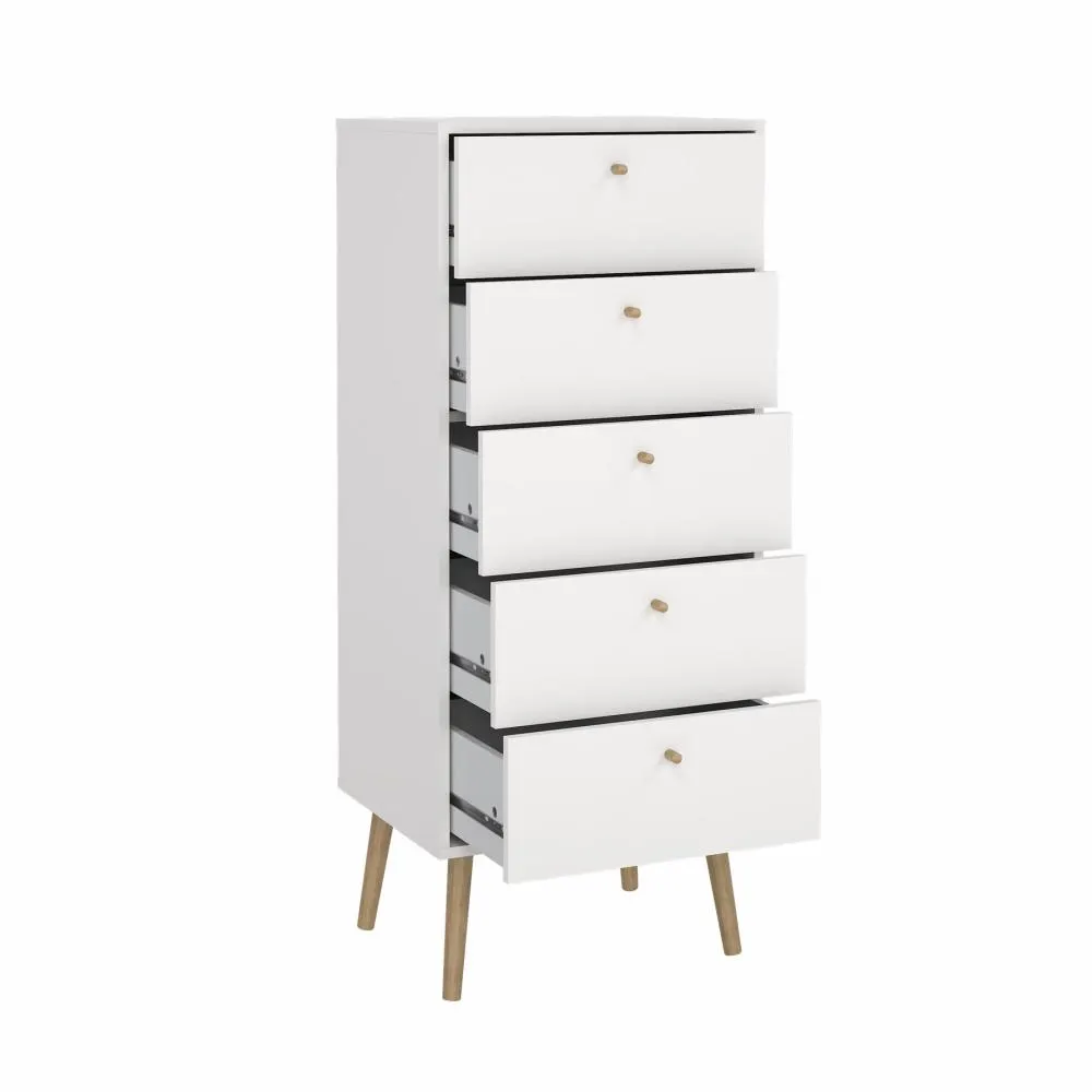 image szafka, szafka komodowa, szuflady, biała, drewniane nóżki