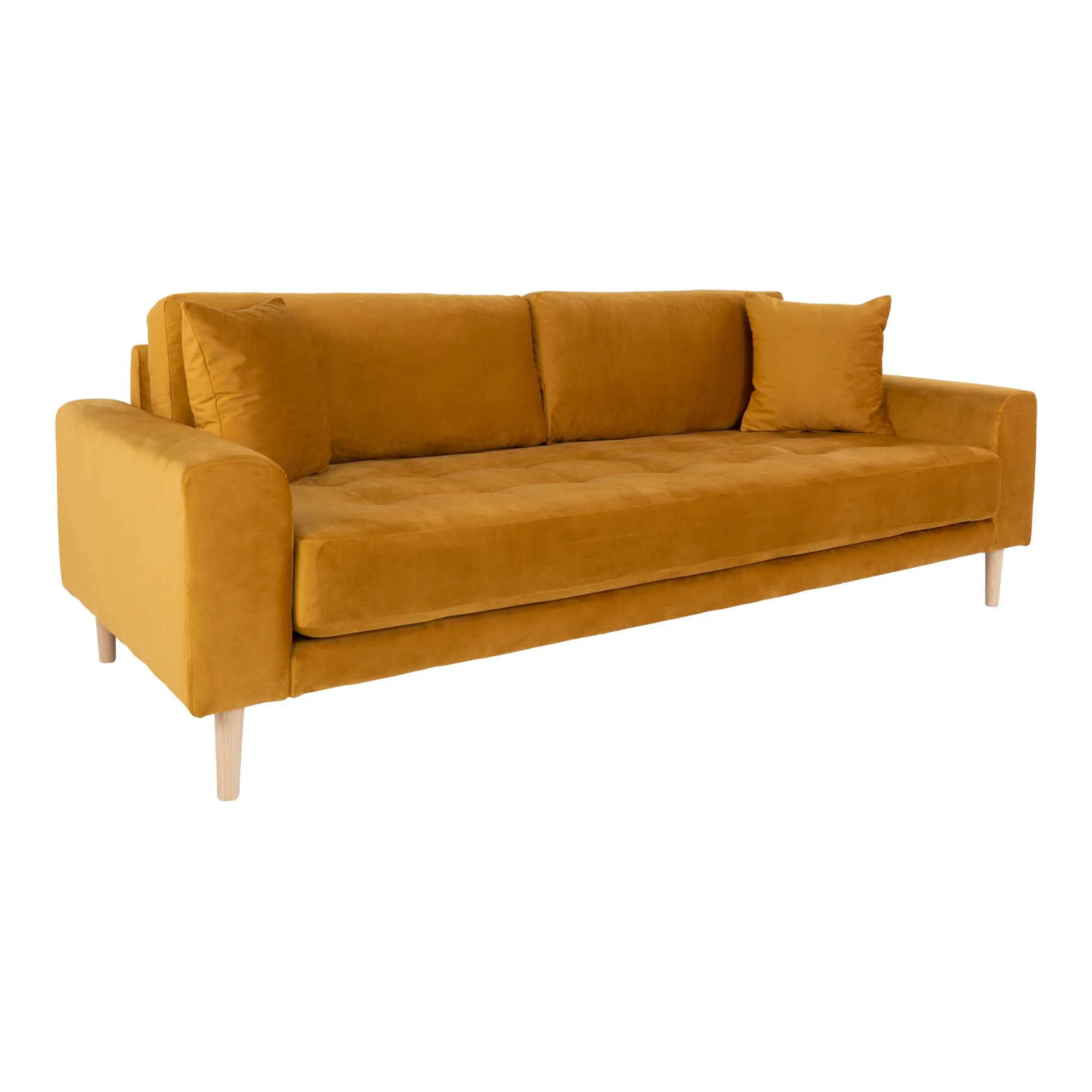 Sofa wypoczynkowa LIDO 3-osobowa 210 cm - musztardowy, naturalny Kanapa, Meble, Poduszka, Wystrój domu