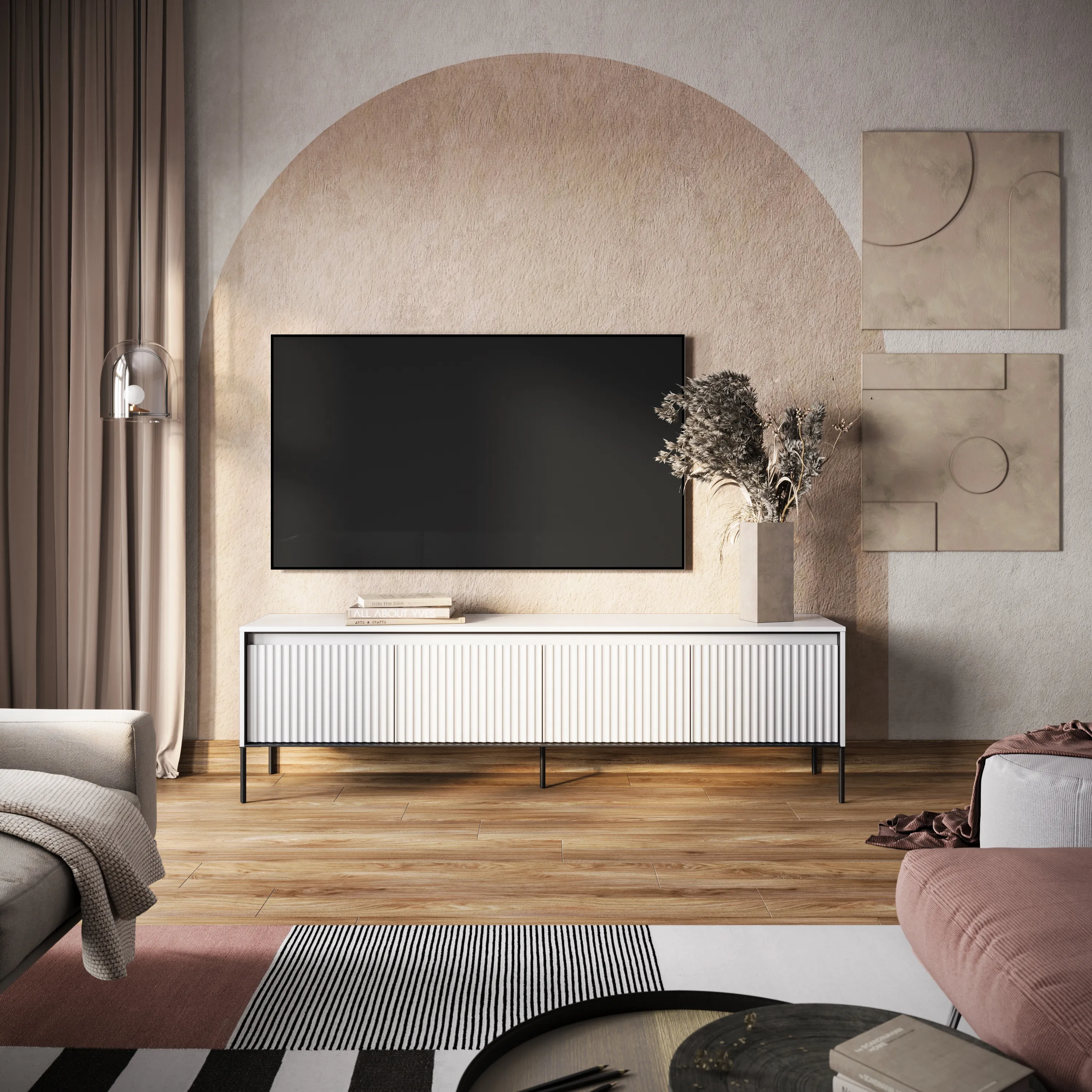 Szafka RTV z oświetleniem TREND TR-06 4D 192cm  biały/czarny — zdjęcie 13