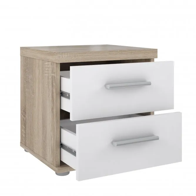 Szafka nocna z szufladami WINNIE 40x38 biała dąb sonoma - WNK08-Q36