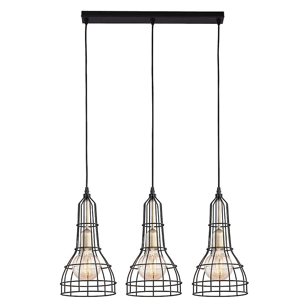 Lampa wisząca LONG metalowa czarna ze złotymi elementami 105x62cm