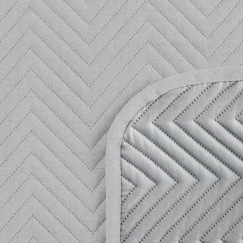 Narzuta pikowana LEN 3 200 X 220 cm Srebrny - EU_458229