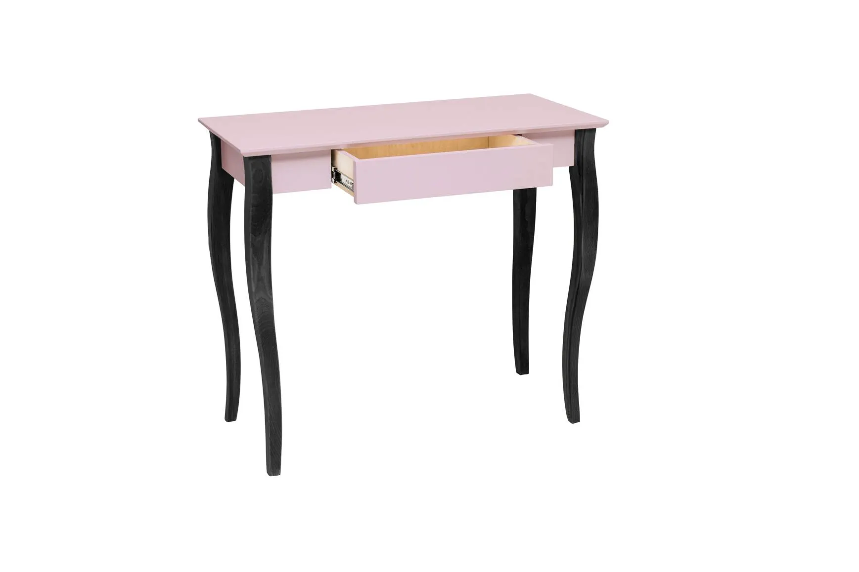 Biurko z szufladą LILLO 85x40 różowy blat/czarne drewniane nogi