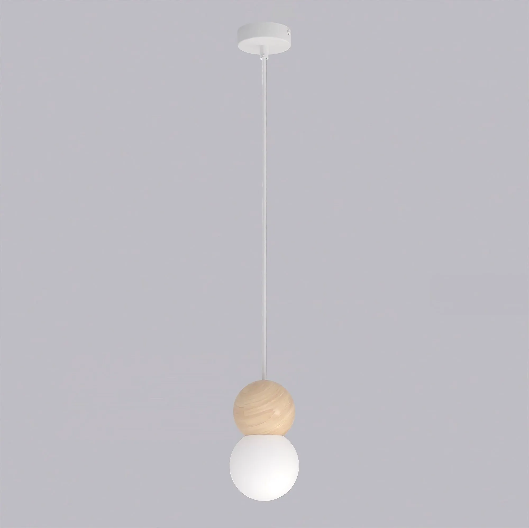 Lampa wisząca LOOP 1 WHITE biały drewno