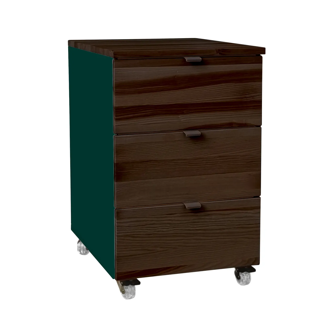 Kontenerek pod biurko z szufladami LUKA na kółkach 41x50 zielony/kolor orzech