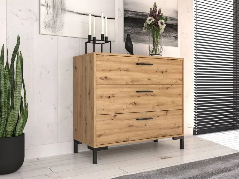 Komoda z 3 szufladami NEVIO 09 dąb artisan — zdjęcie 7
