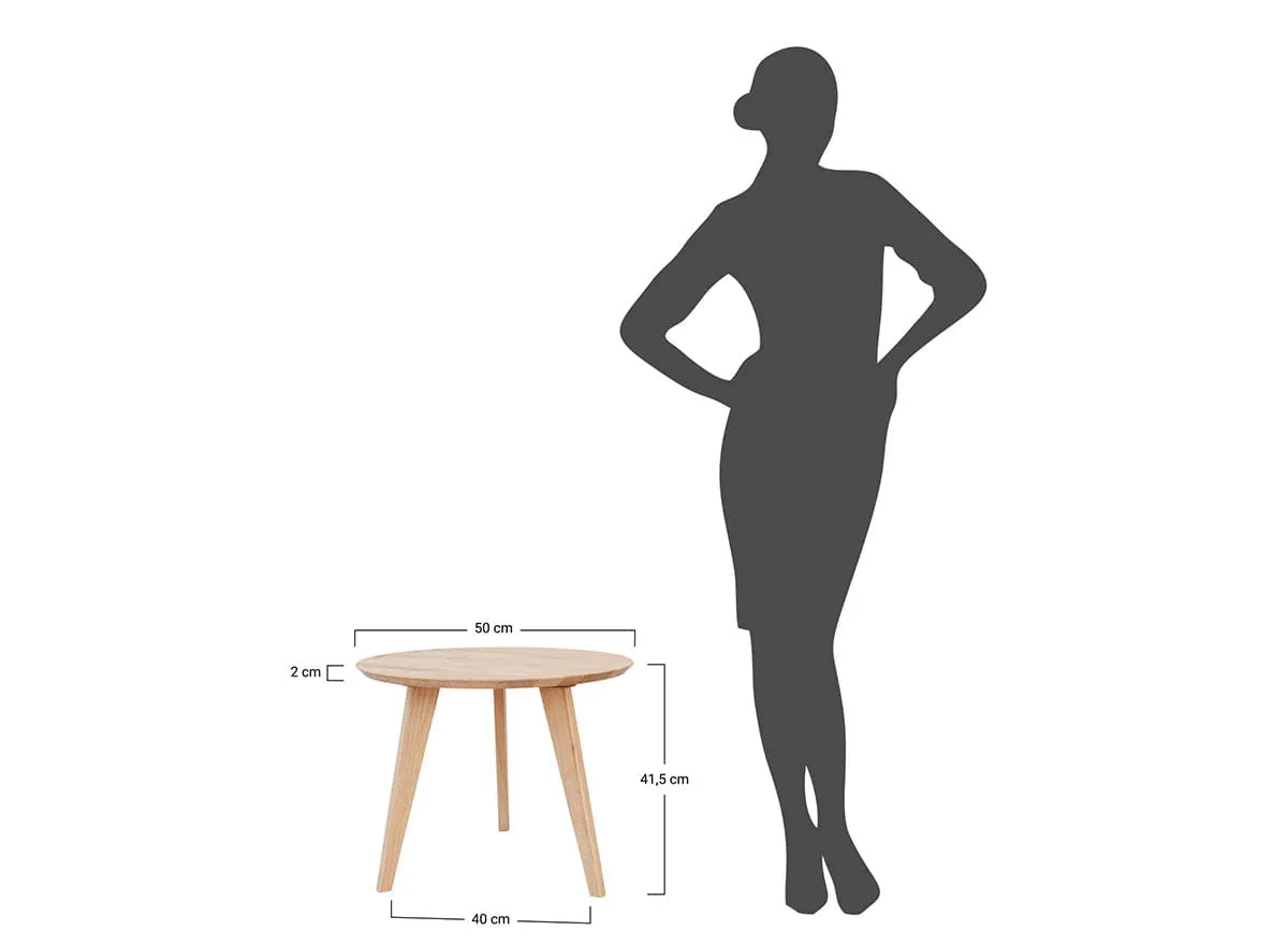 Stolik kawowy dębowy ORBETELLO okrągły 50 cm - dąb olejowany - 3SORB50