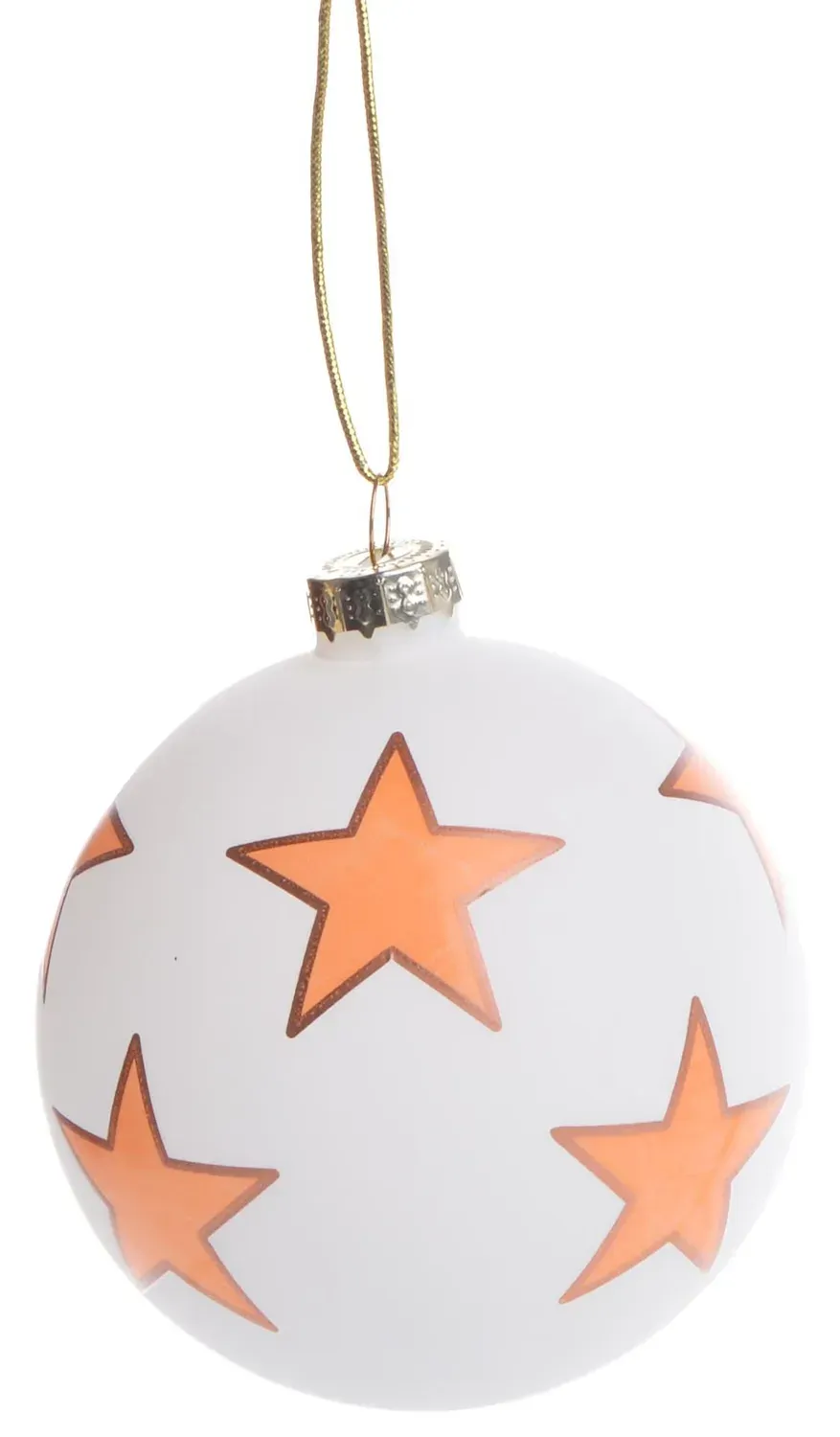Bombka szklana 12 sztuk Z GWIAZDKAMI 9814 biało-pomarańczowa Bombka szklana 12 sztuk Z GWIAZDKAMI 9814 biało-pomarańczowa