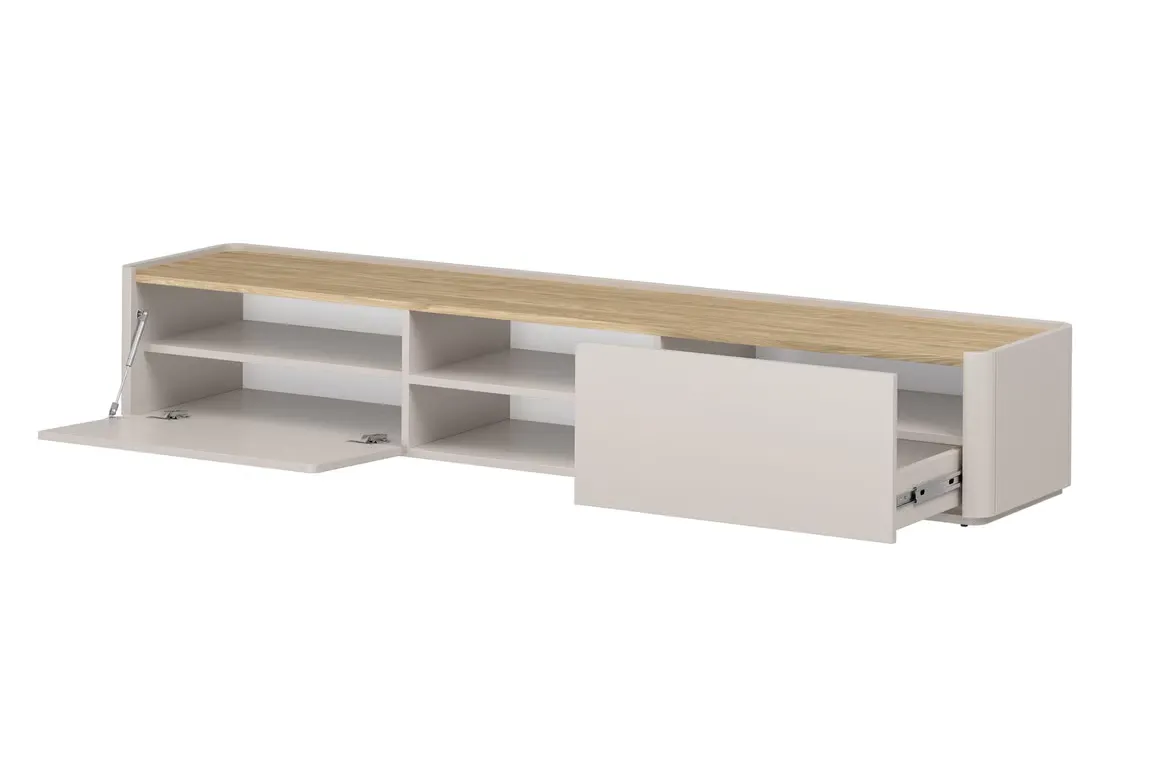 Szafka RTV z klapą i 1 szufladą ELIVO RTV 220cm cashmere dąb olejowany — zdjęcie 3