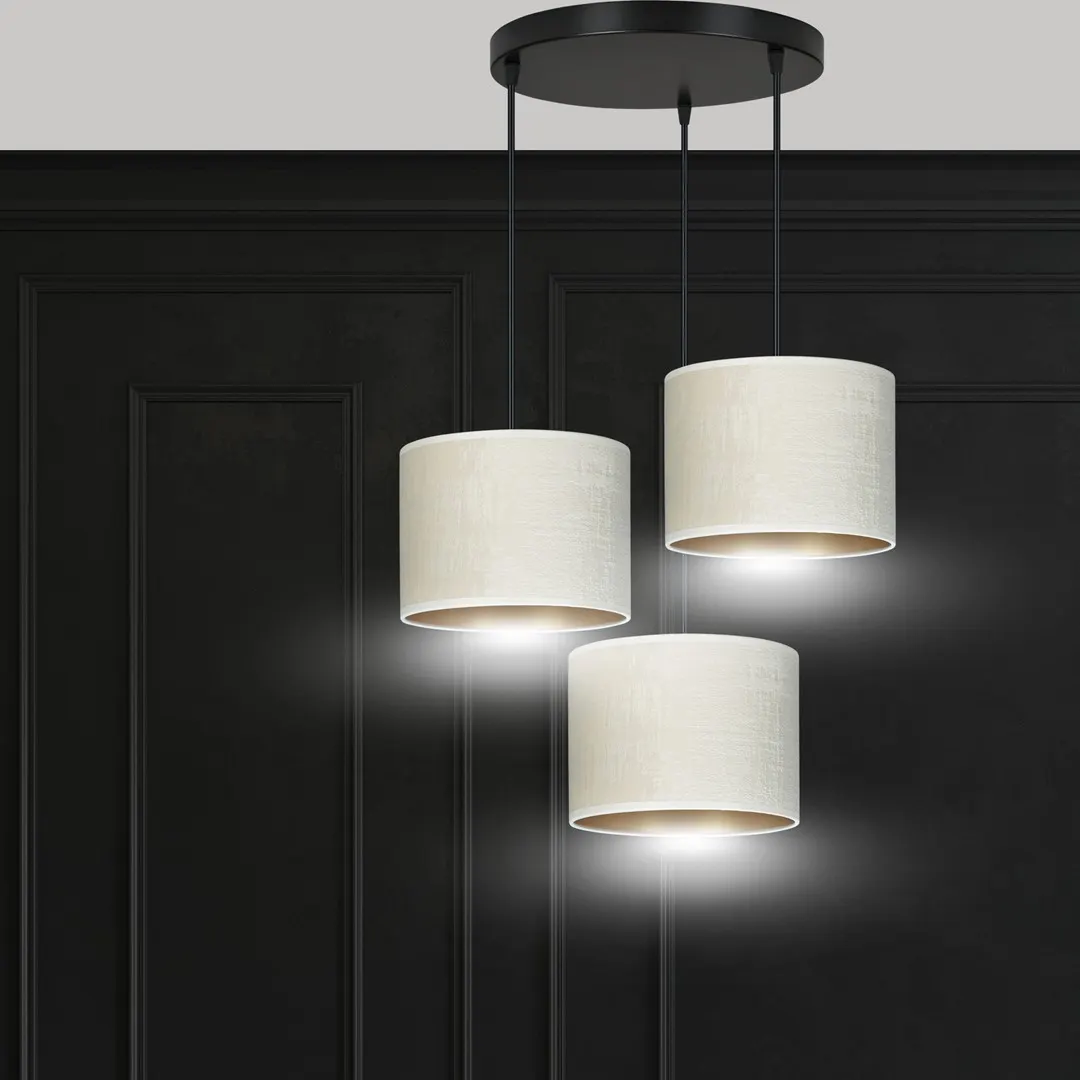 Lampa wisząca HILDE 3 PREM czarny biały — zdjęcie 7