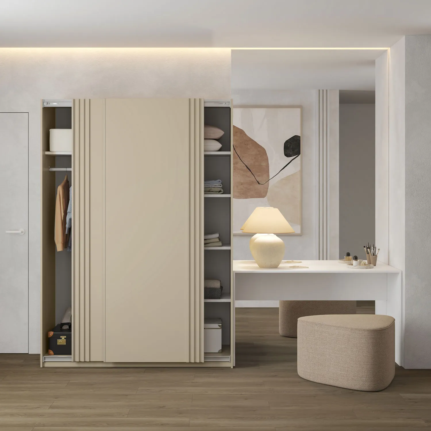 Szafa 2-drzwiowa z lamelami NIVA 150cm beżowa - 2412OE15