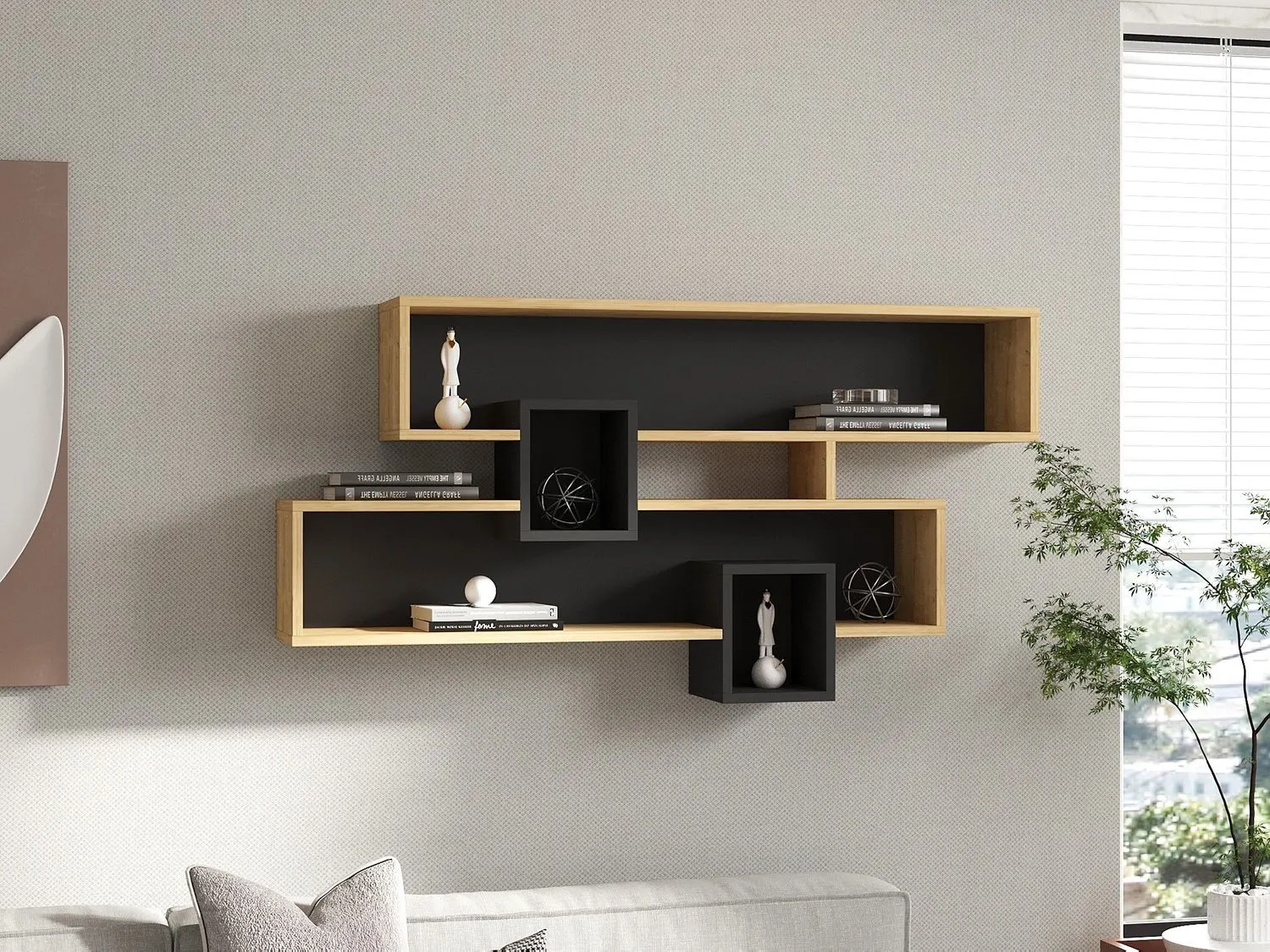 Półka ścienna KAREN SAPPHIRE 120 cm antracytowy naturalny - ASI_835PUQ1672