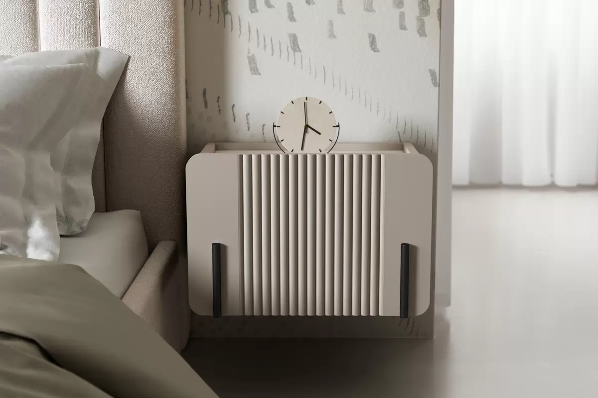 MALMI Szafka nocna 45 1SZ - cashmere / crema bianca / wisząca / czarne uchwyty - B_162298