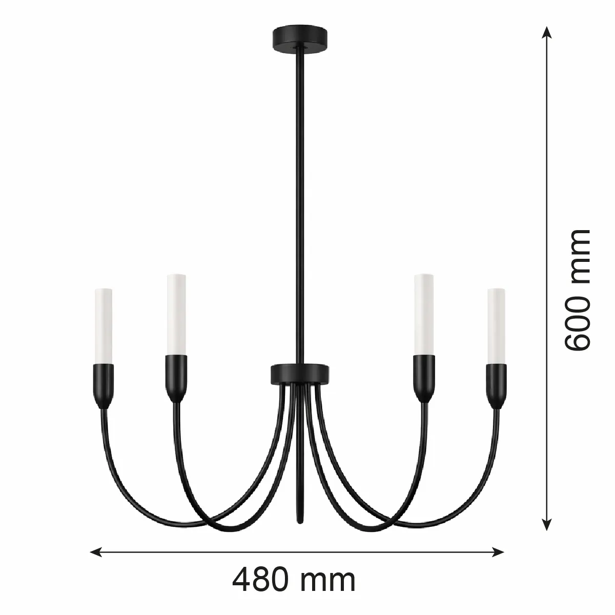 kandelabrowe, żyrandol, czarny, metal, kable LED