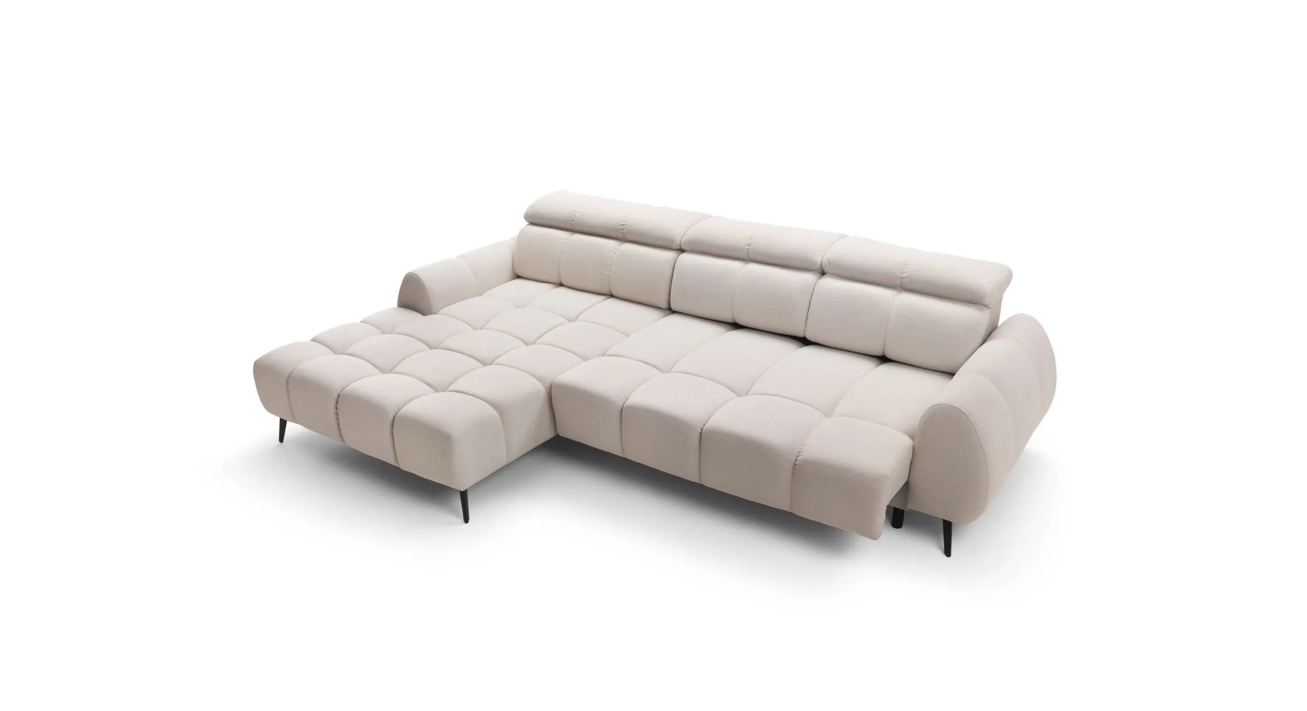 Narożnik z funkcją spania PIANO lewostronny elektryczny wysuw siedziska - tkanina Nube 08 - beżowy - PIANO_NAR_NUBE08_L