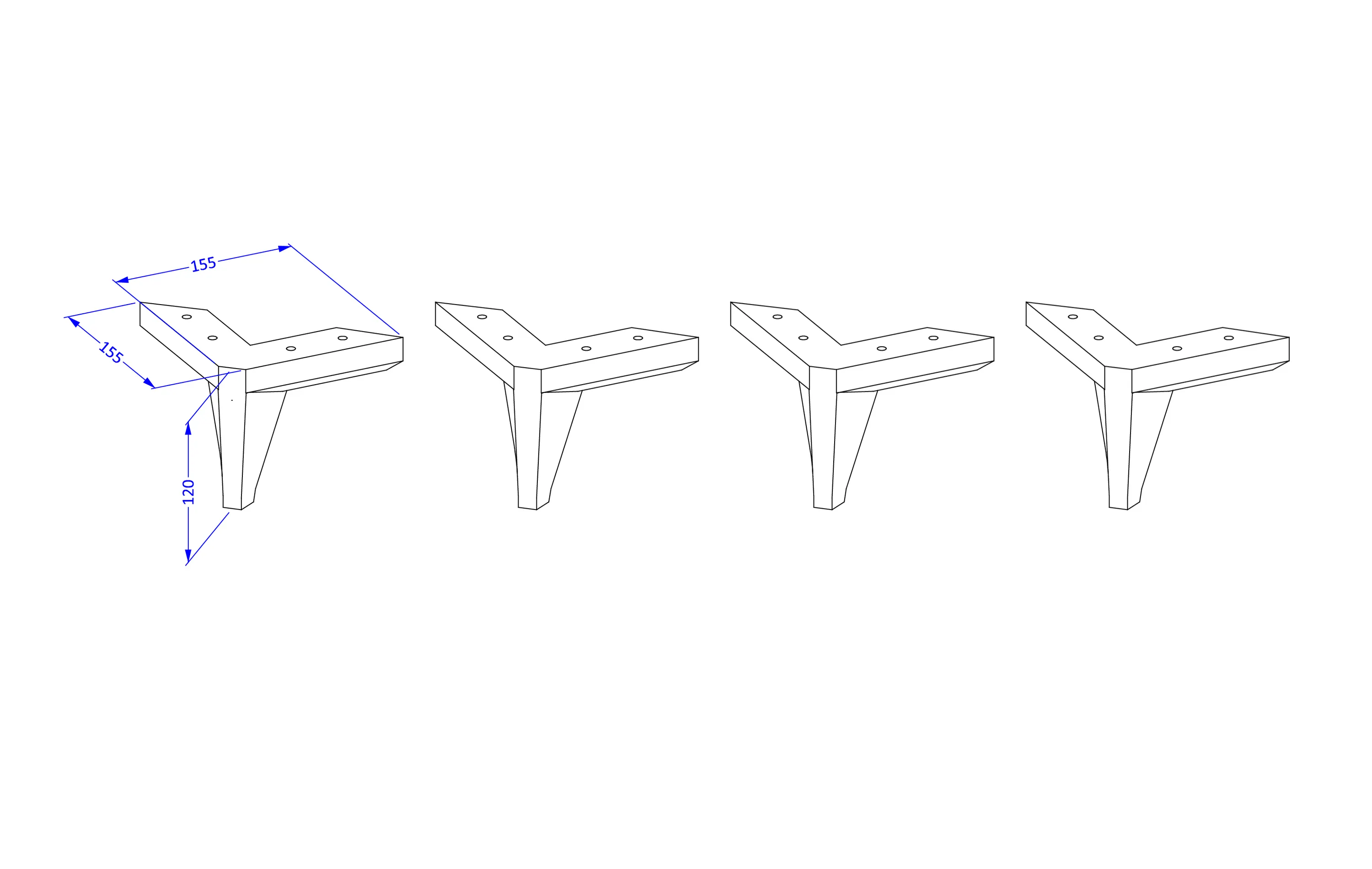 Nóżki do szafek LAURA (zestaw 4 sztuki) - czarne - 30W3NM80