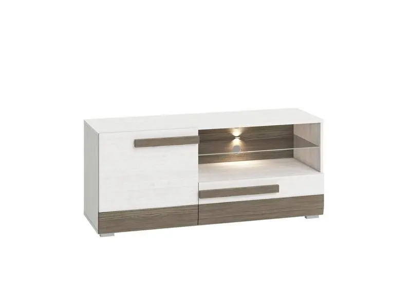 Szafka RTV 1-drzwiowa ze szklaną półką Blanco 10 sosna śnieżna Szafka RTV 1-drzwiowa ze szklaną półką Blanco 10 sosna śnieżna