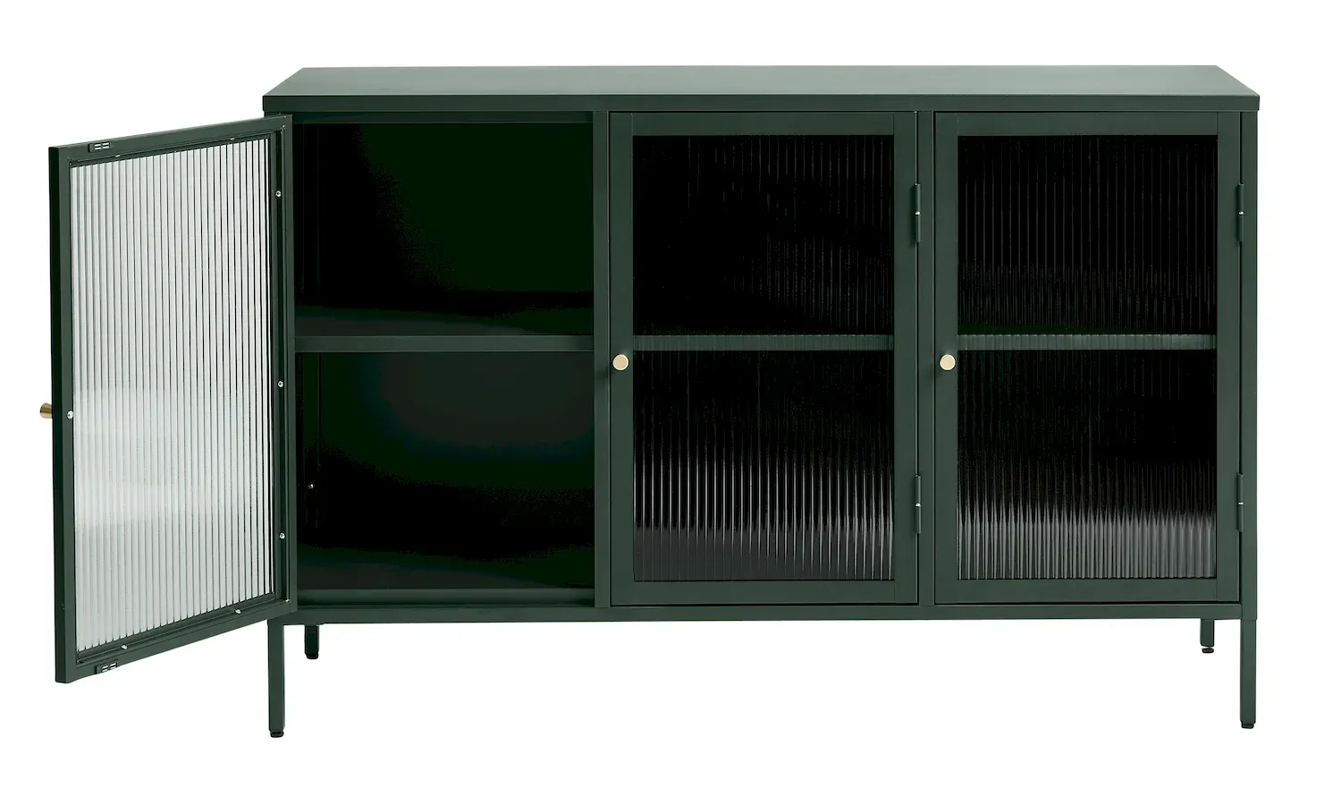 Komoda 3-drzwiowa BRONCO z przeszkleniem - zielony, złoty - UN_44580200