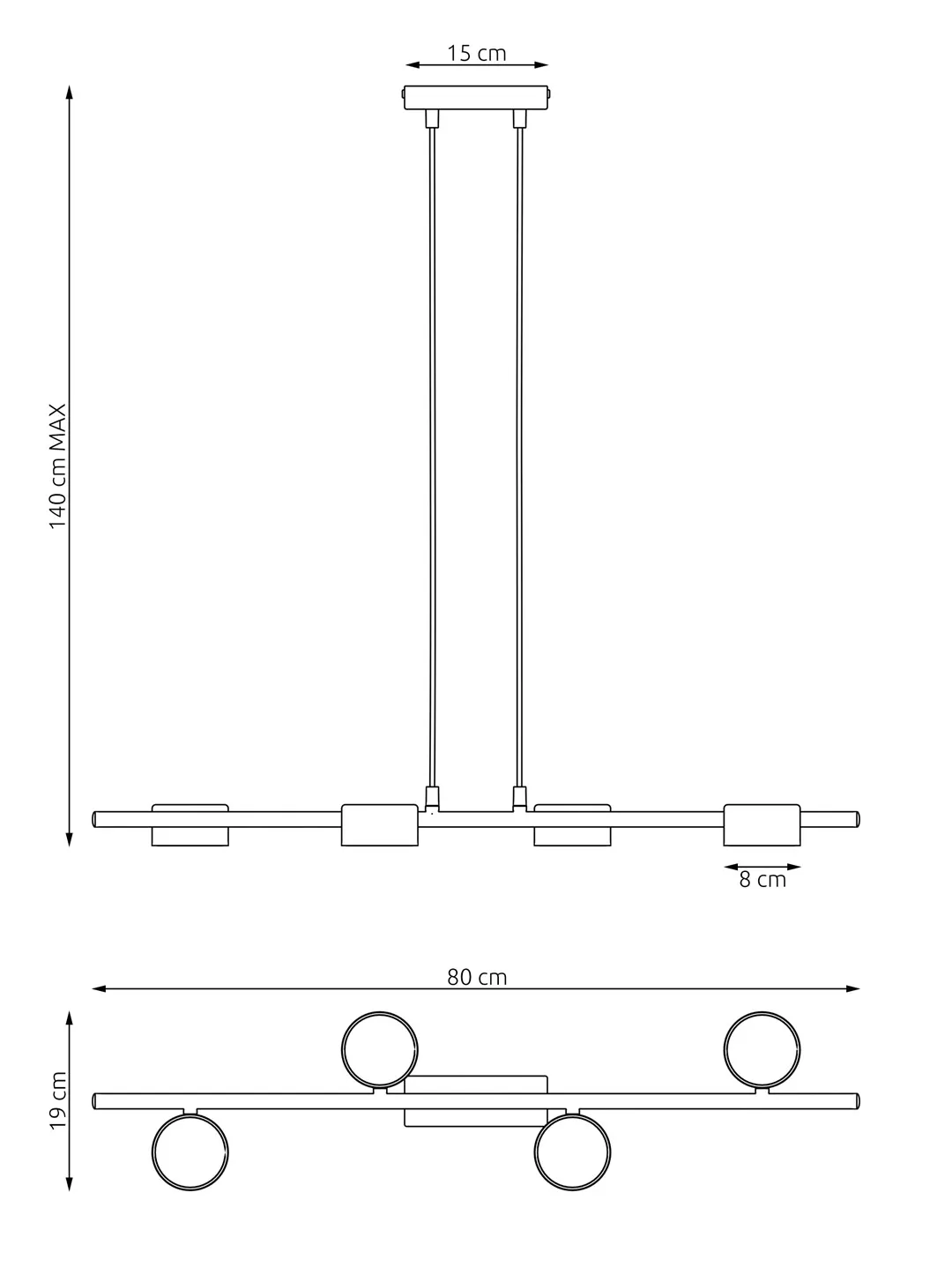Lampa wisząca SORA 4 BL czarna - 1440/4